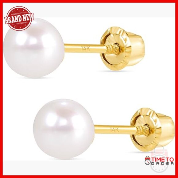 14K Solid Gold Genuine Pearl Screw Backs Pair of Earrings  14k Gold Pearl Stud Earrings Screw Back Freshwater 3mm-6mm